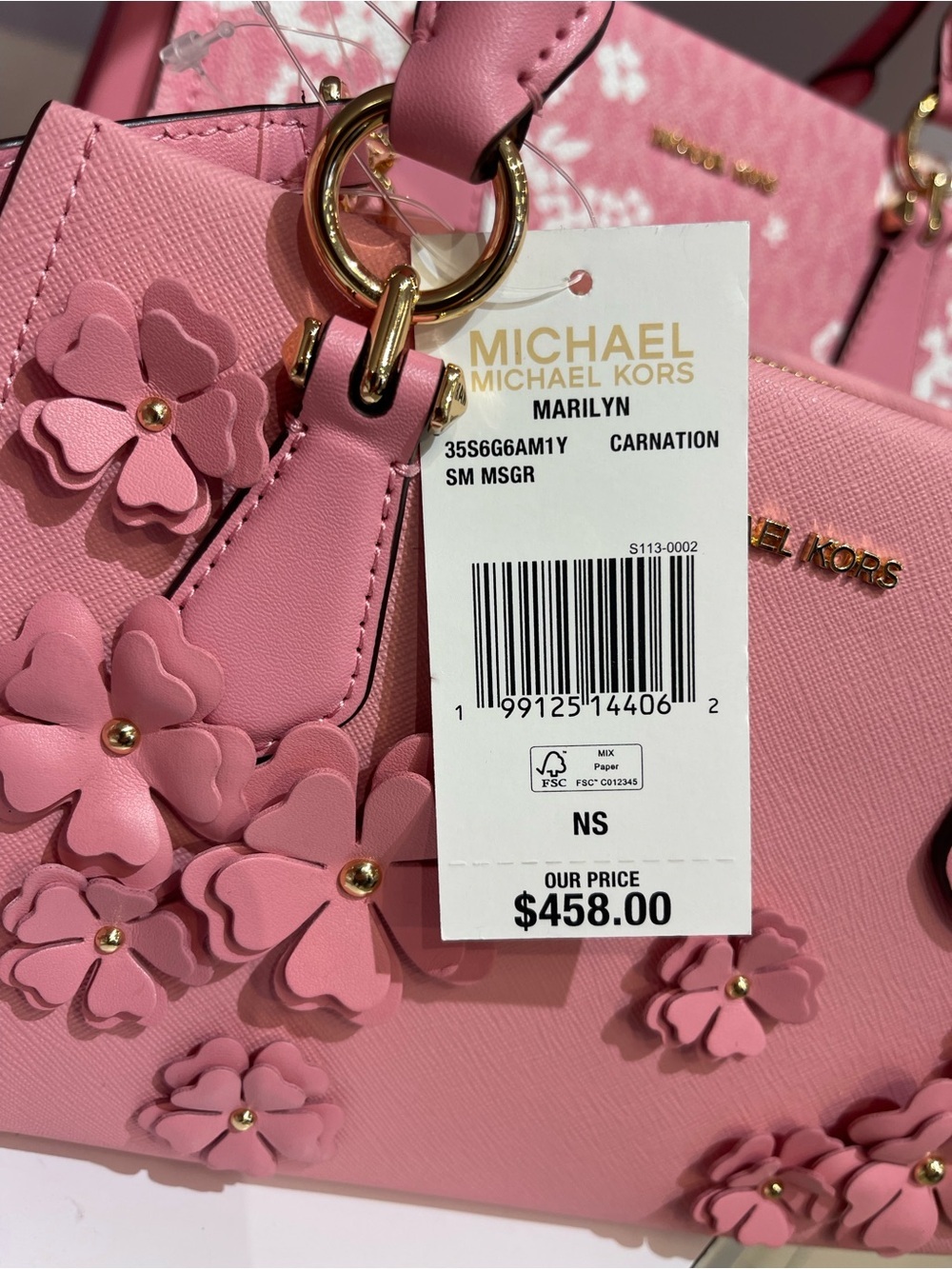 MICHAEL KORS Marilyn Sm Floral Embellished Satchel Messenger Cros
Carnation 
NWT - Picture 11 of 16
